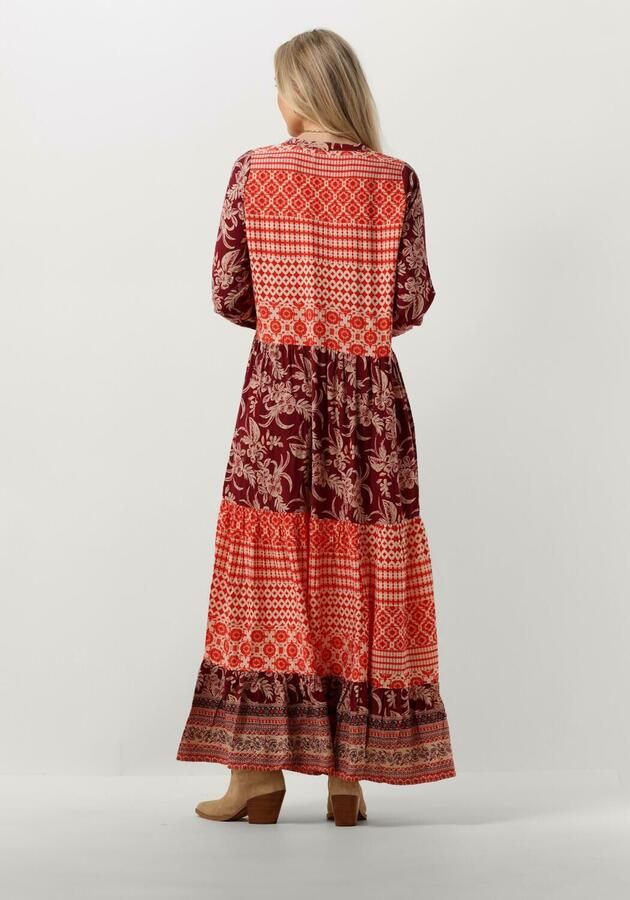 Lollys Laundry Rode Maxi Jurk met Print Multicolor Dames