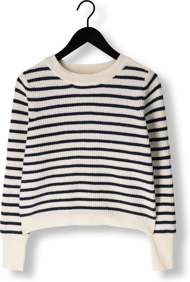 Lollys Laundry Gestreepte Gebreide Trui Donkerblauw Beige Dames - Foto 3