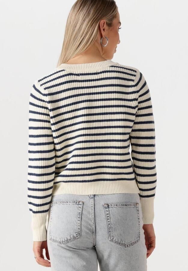 Lollys Laundry Gestreepte Gebreide Trui Donkerblauw Beige Dames - Foto 2