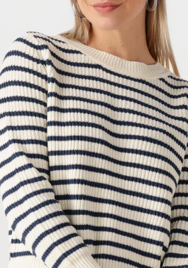 Lollys Laundry Gestreepte Gebreide Trui Donkerblauw Beige Dames