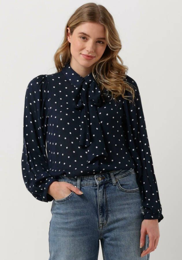 Lollys Laundry Pussybow blouse met polkadots Ellie donkerblauw