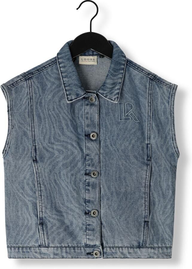 LOOXS 10sixteen gilet met all over print medium blue denim