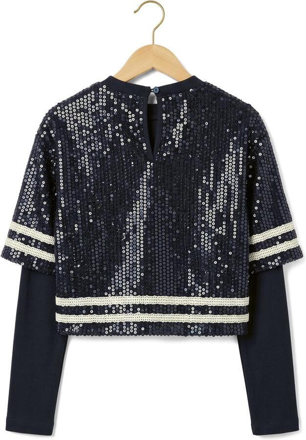 LOOXS 10sixteen rechtvallende longsleeve met sterren en pailletten donkerblauw Meisjes Polyester Ronde hals - Foto 2