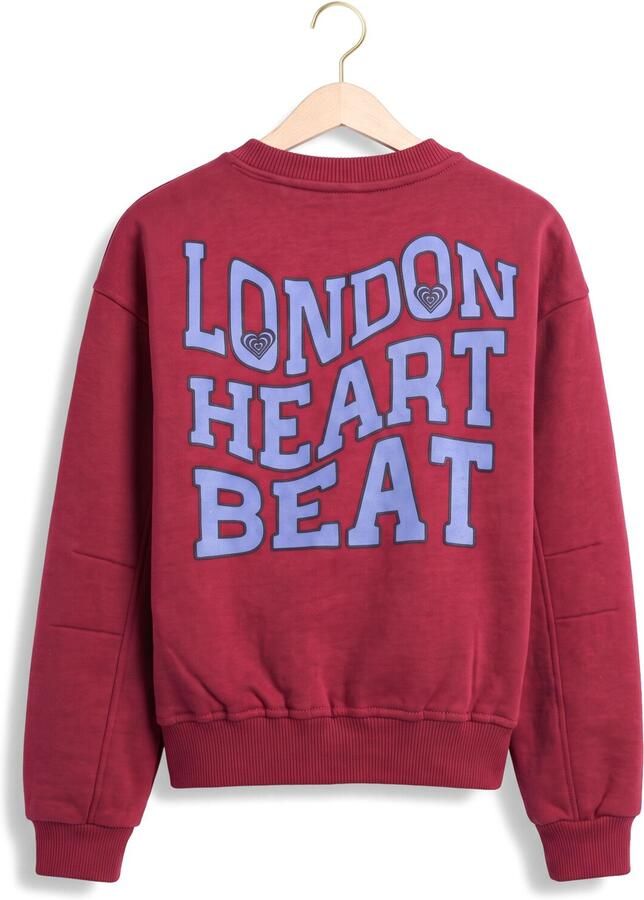 LOOXS 10sixteen rechtvallende sweater met backprint donkerrood