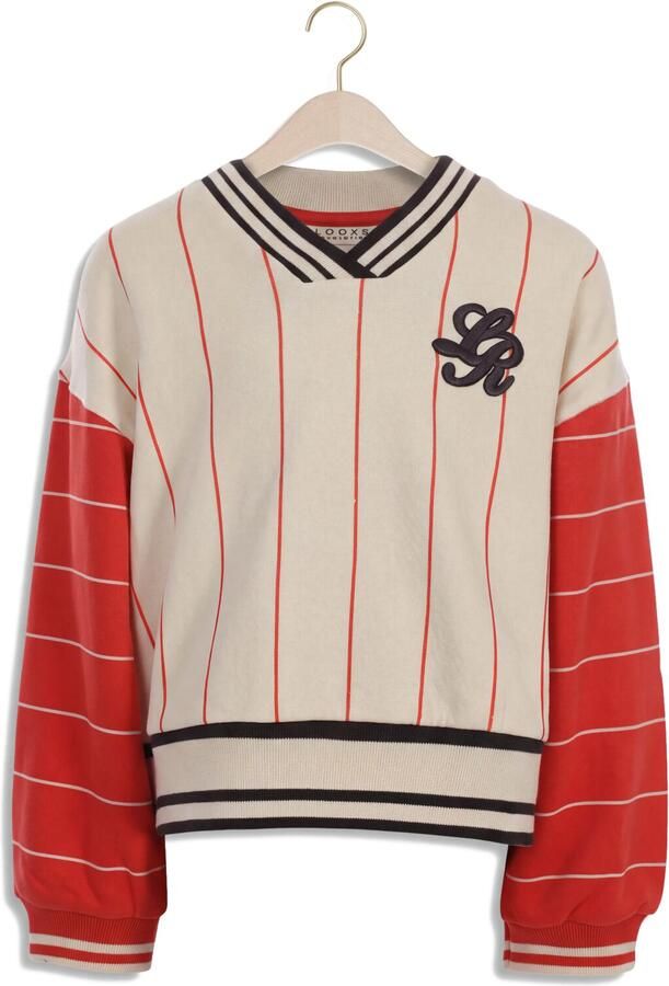 LOOXS 10sixteen rechtvallende gestreepte sweater met backprint ecru