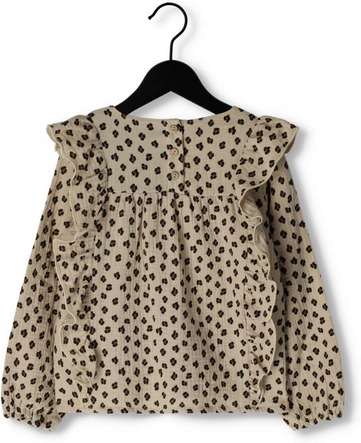LOOXS little top met dierenprint en ruches beige zwart
