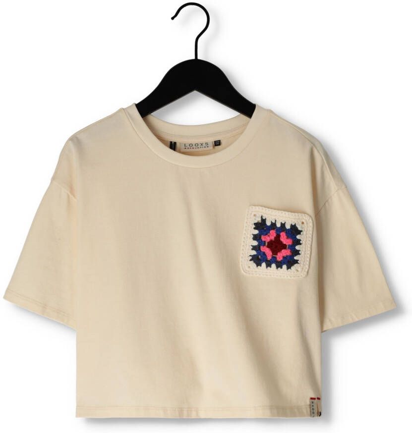 LOOXS Meisjes Tops & T-shirts Oversized Crop T-shirt Gebroken Wit