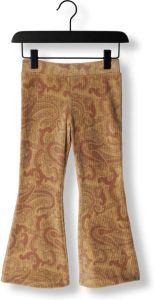 LOOXS little velours flared broek met paisleyprint lichtbruin