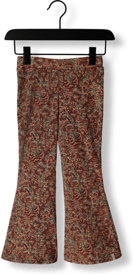 LOOXS little flared broek met paisleyprint donkerbruin lichtbruin groen Meisjes Polyester 104