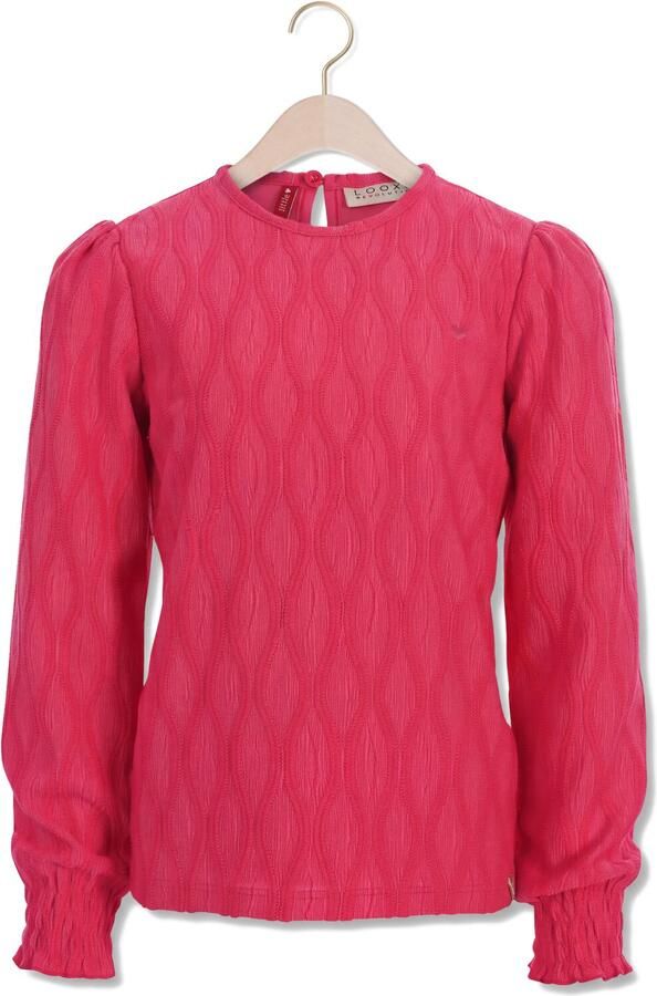 LOOXS little kanten rechtvallende longsleeve met print roze
