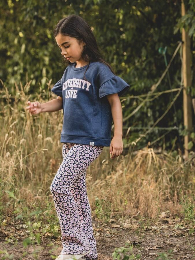 LOOXS little flared broek met panterprint lila - Foto 2