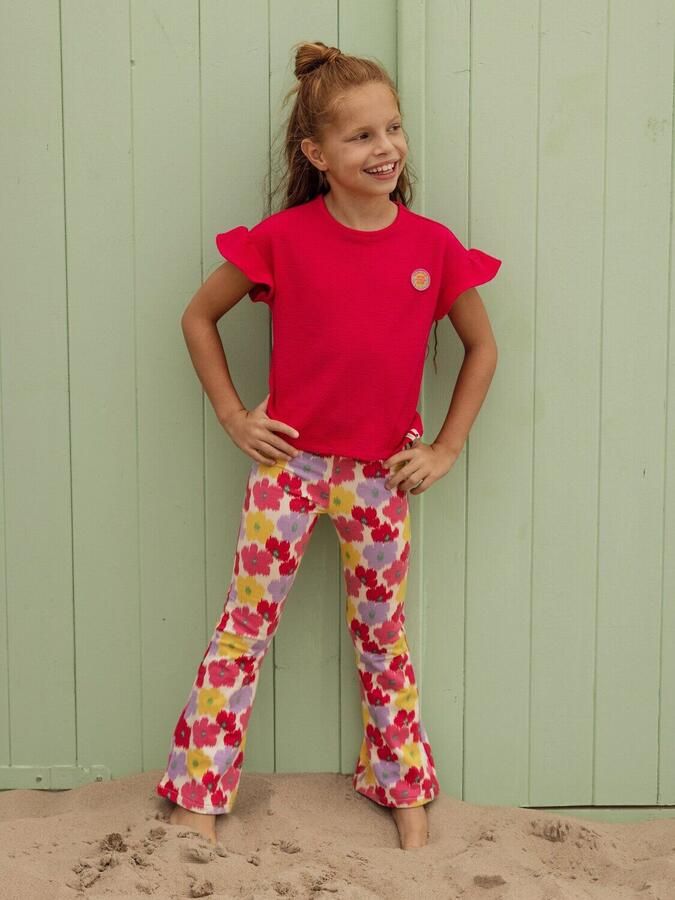 LOOXS little regular waist gebloemde flared broek rood - Foto 2