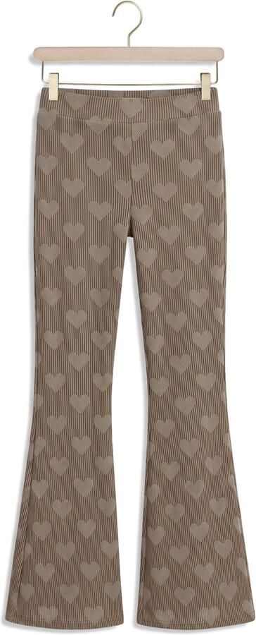 LOOXS little flared broek met hartjes beige Meisjes Stretchkatoen Hartjes