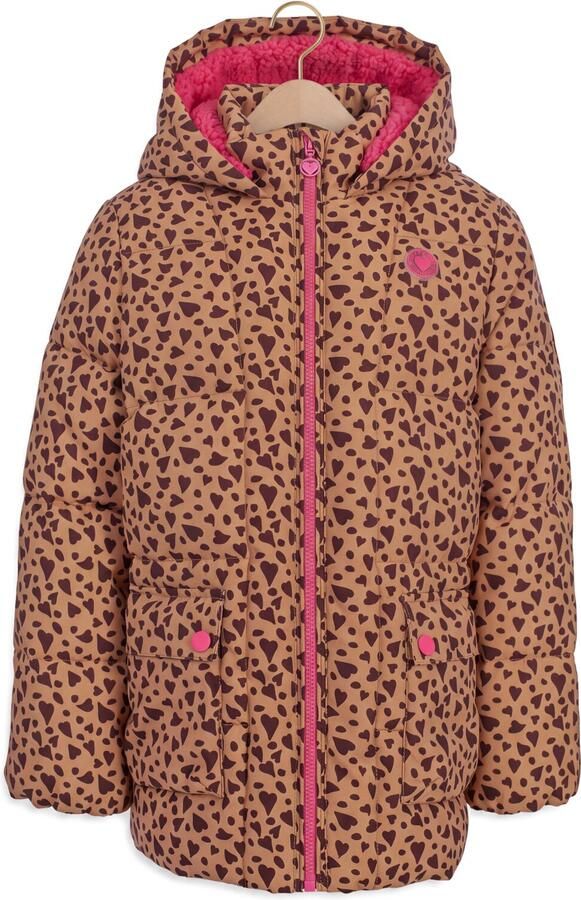LOOXS little teddy winterjas met hartjes bruin