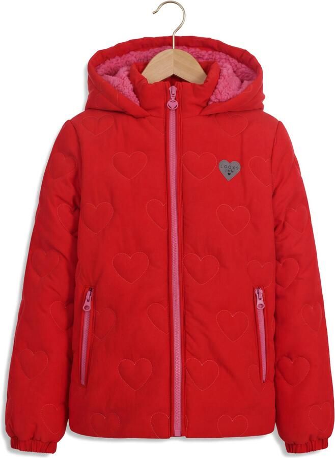 LOOXS little teddy winterjas met hartjes rood