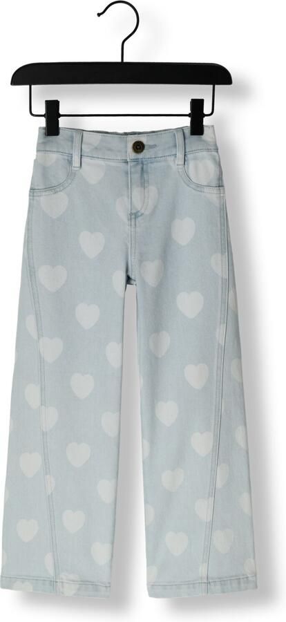 LOOXS little wide leg jeans met hartjes light blue denim