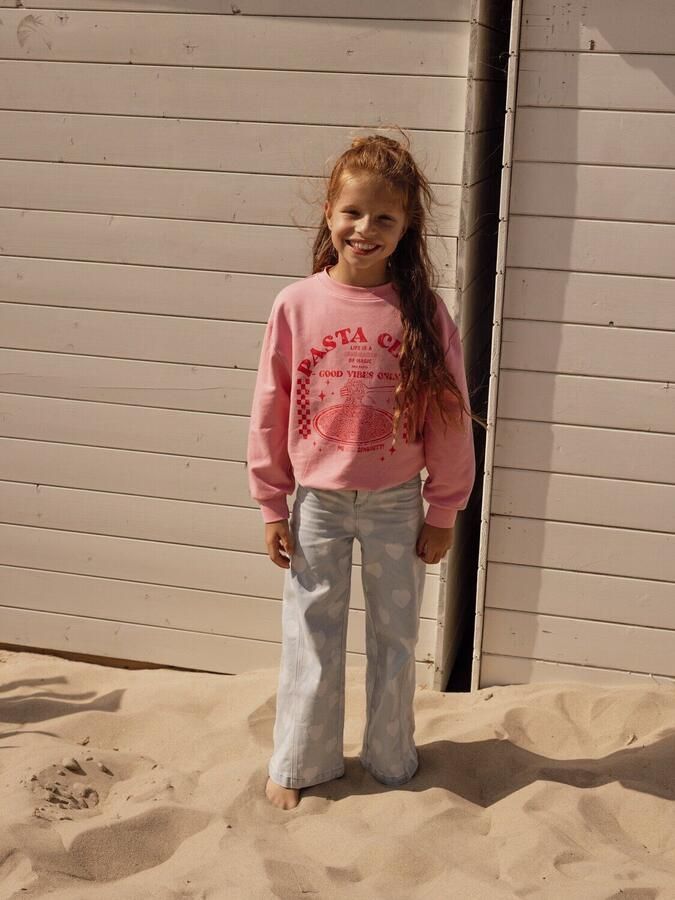 LOOXS little wide leg jeans met hartjes light blue denim - Foto 2