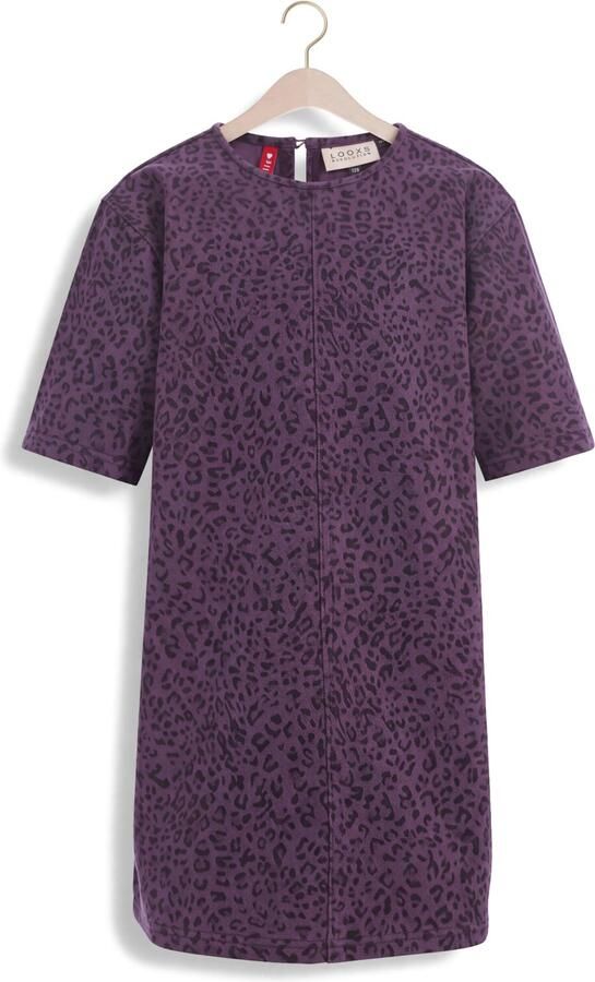 LOOXS little denim korte jurk met panterprint paars