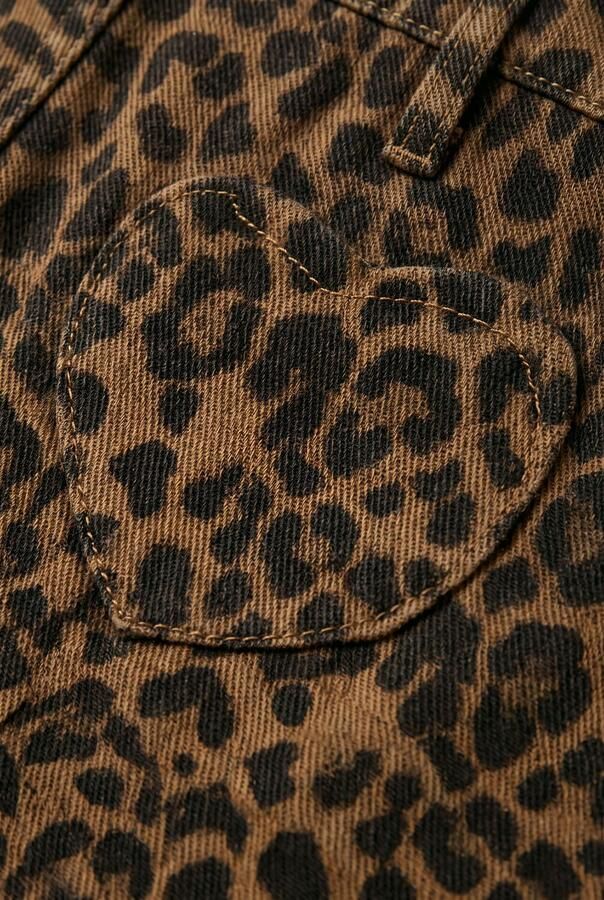 LOOXS little korte spijkerrok met panterprint beige
