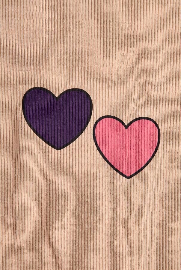 LOOXS little aansluitende longsleeve met hartjes beige - Foto 3
