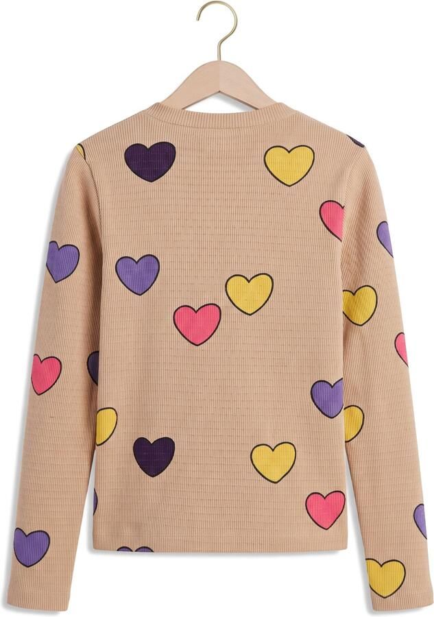 LOOXS little aansluitende longsleeve met hartjes beige - Foto 2