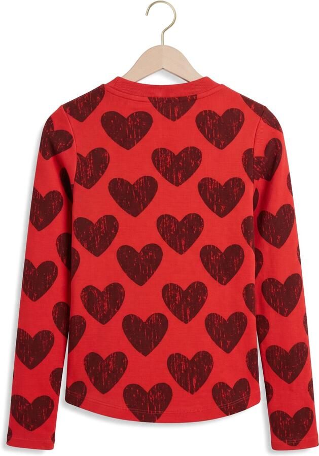 LOOXS little fluwelen aansluitende longsleeve met hartjes rood Meisjes Katoen Opstaande kraag - Foto 2