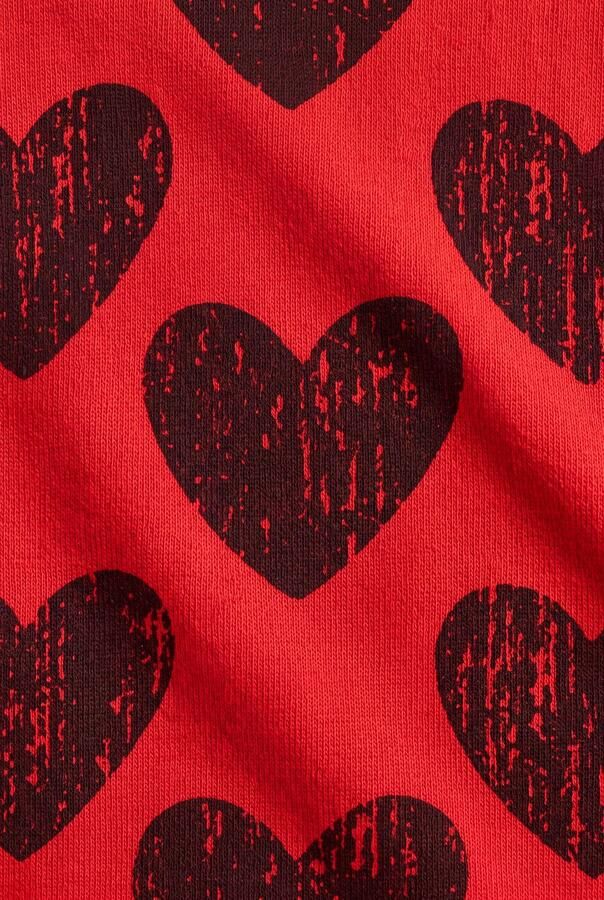 LOOXS little fluwelen aansluitende longsleeve met hartjes rood Meisjes Katoen Opstaande kraag
