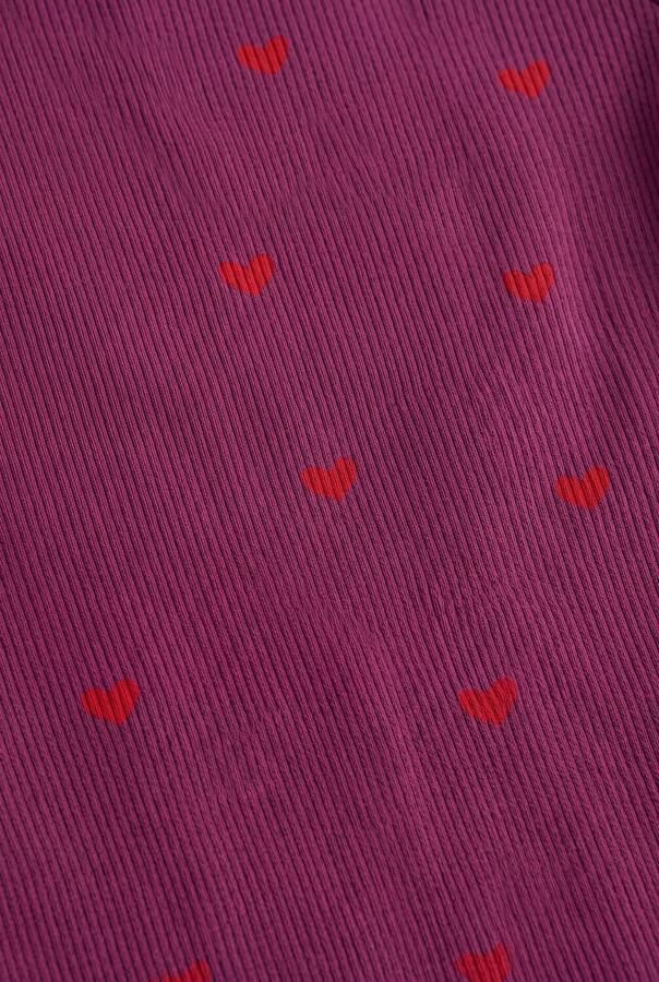 LOOXS little aansluitende longsleeve met ruches en hartjes paars
