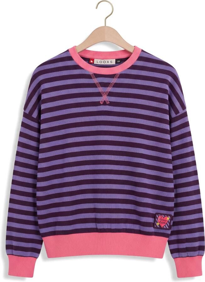 LOOXS little katoenen oversized gestreepte gebreide sweater paars