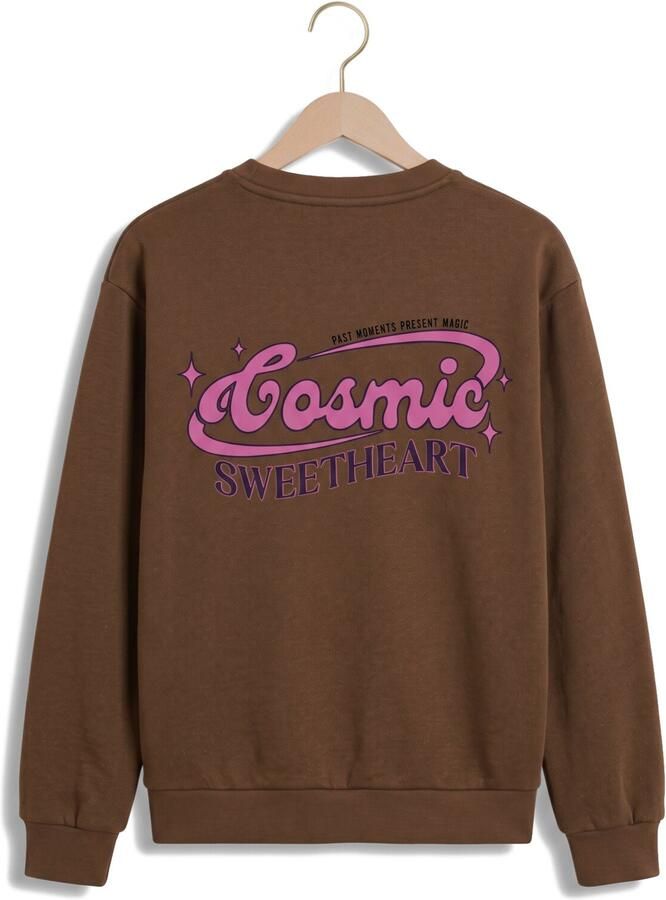 LOOXS little rechtvallende sweater met glitters en backprint bruin - Foto 2