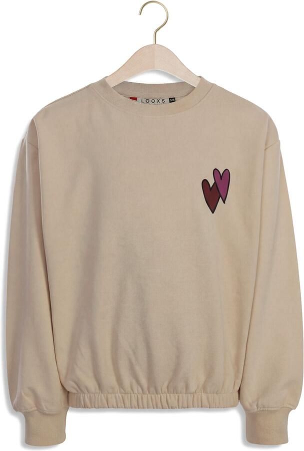 LOOXS little boxy sweater met backprint ecru Meisjes Katoen-polyester Ronde hals
