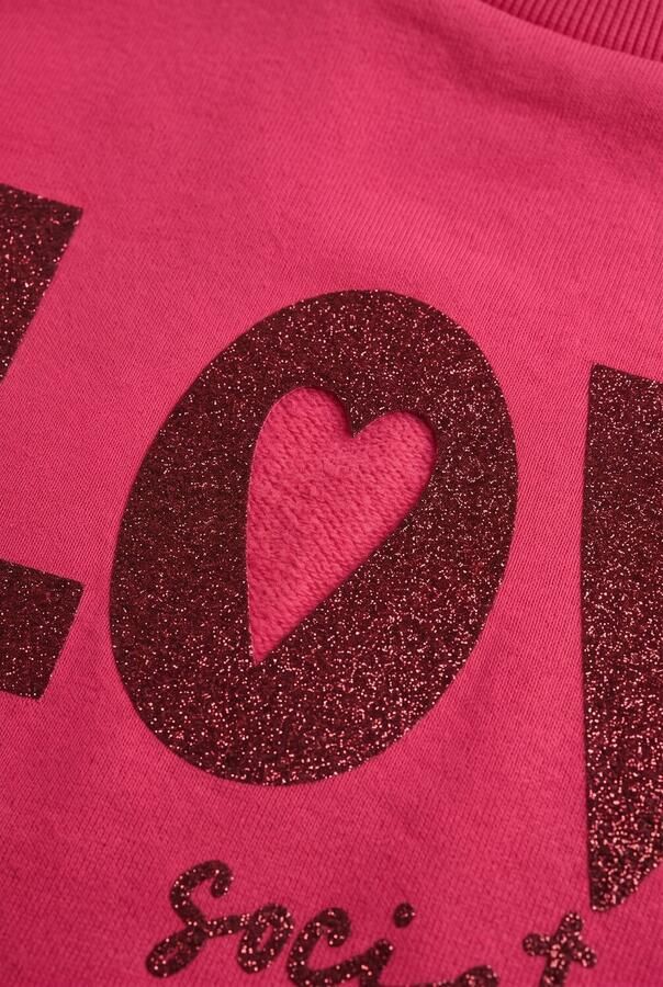 LOOXS little rechtvallende sweater met ruches fuchsia Roze Meisjes Stretchkatoen Ronde hals - Foto 2