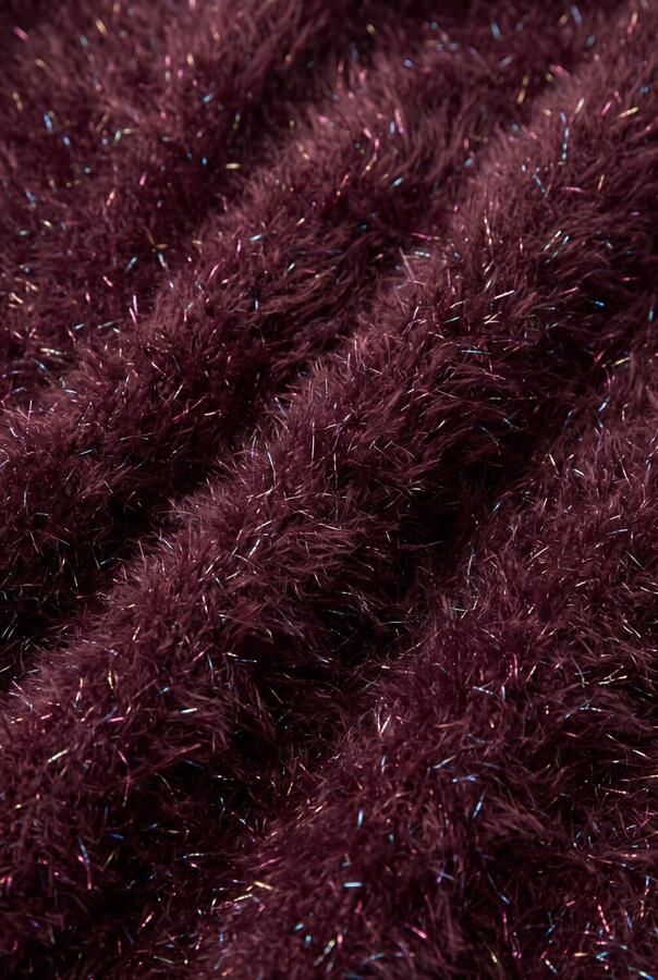 LOOXS little rechtvallende gebreide sweater donkerrood Meisjes Nylon Ronde hals glitter - Foto 2