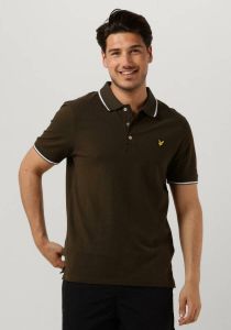 Lyle & Scott Loose fit polo met contrastbies olive white