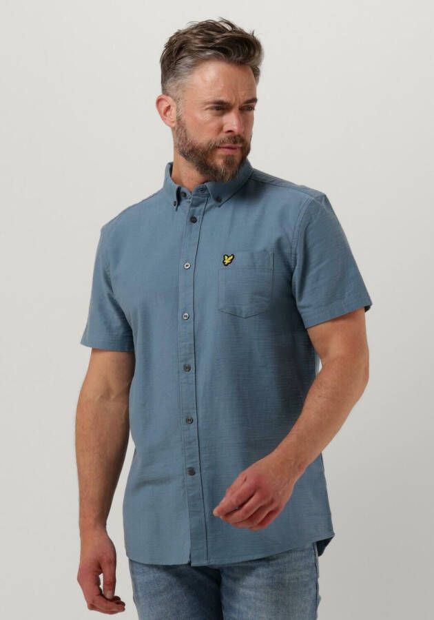 LYLE & SCOTT Heren Overhemden Cotton Slub Short Sleeve Shirt Lichtblauw
