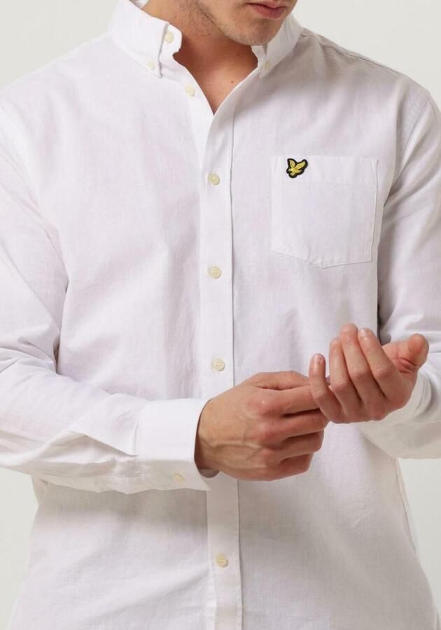 Lyle & Scott Casual Katoen Linnen Button Down Overhemd White Heren - Foto 2