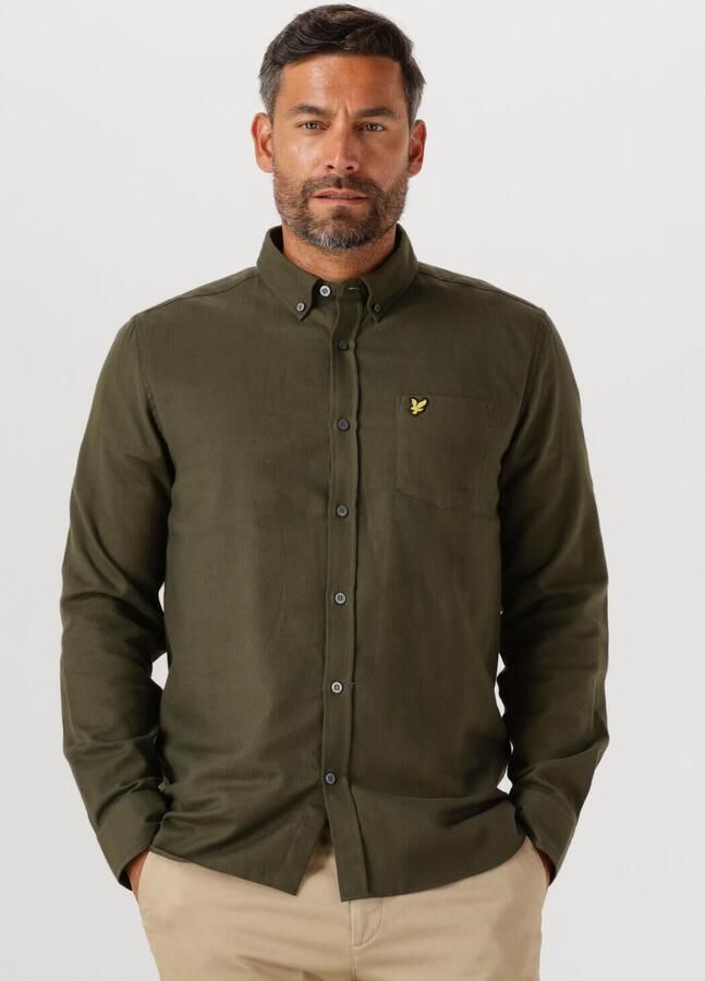 LYLE & SCOTT Heren Overhemden Plain Flannel Shirt Donkergroen - Foto 4