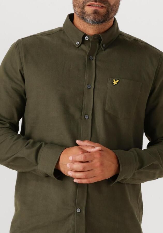 LYLE & SCOTT Heren Overhemden Plain Flannel Shirt Donkergroen - Foto 3