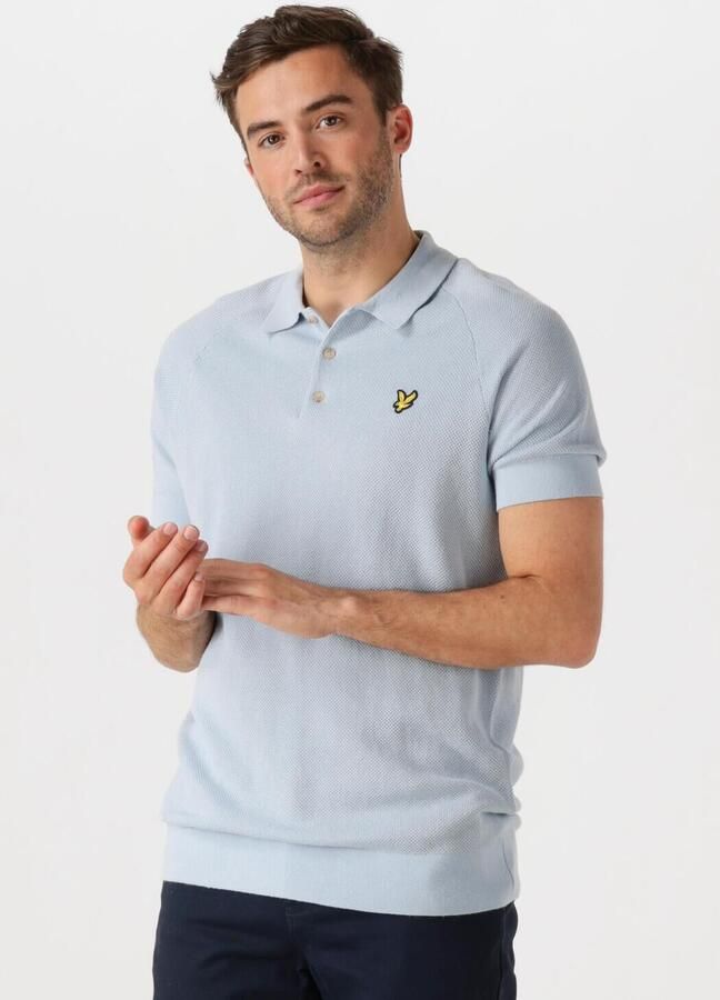 LYLE & SCOTT Heren Polo's & T-shirts Linen Blend Knitted Polo Lichtblauw - Foto 4