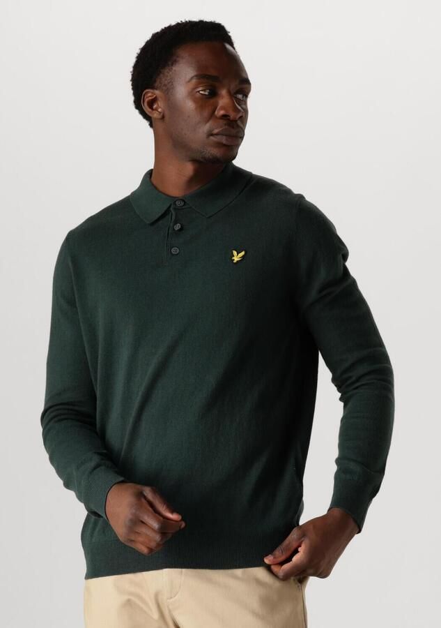 LYLE & SCOTT Heren Truien & Vesten Cotton Merino Long Sleeve Knitted Polo Donkergroen - Foto 4