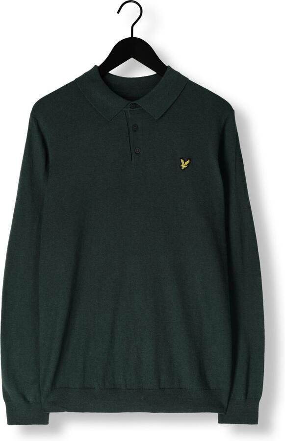 LYLE & SCOTT Heren Truien & Vesten Cotton Merino Long Sleeve Knitted Polo Donkergroen - Foto 3