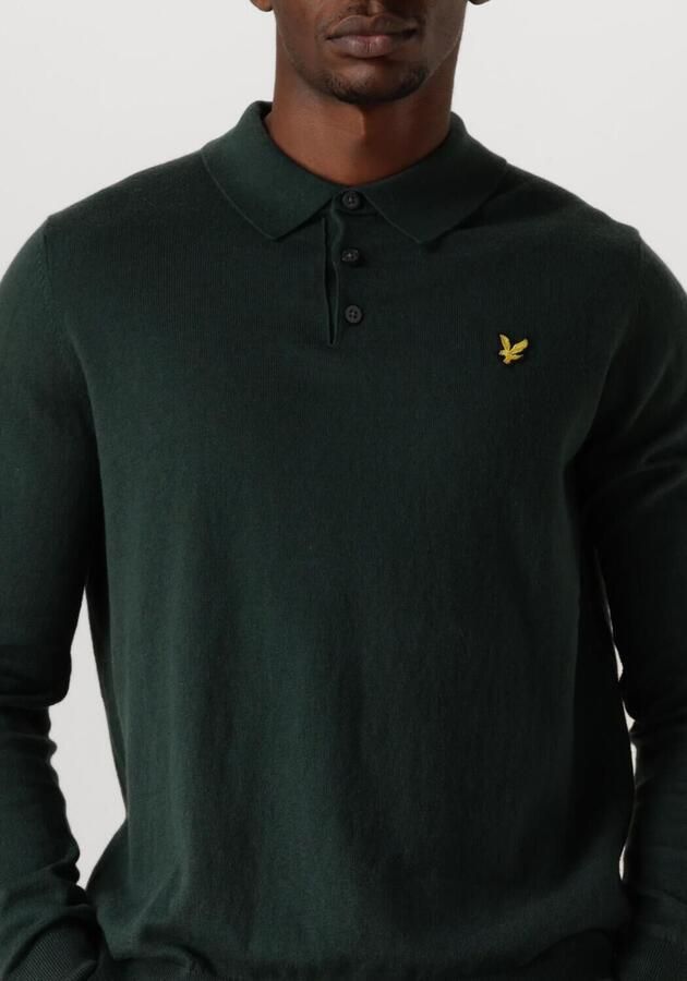 LYLE & SCOTT Heren Truien & Vesten Cotton Merino Long Sleeve Knitted Polo Donkergroen - Foto 2