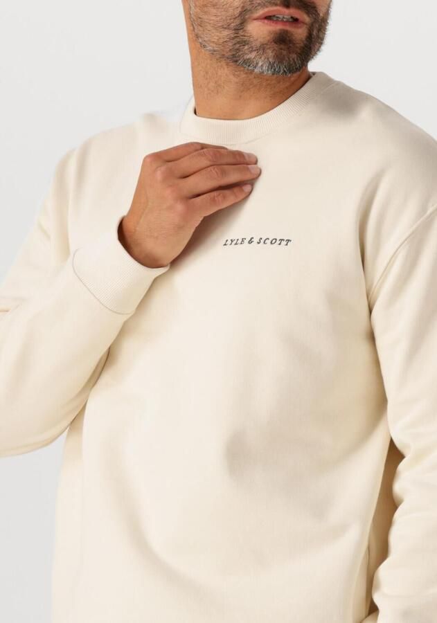 LYLE & SCOTT Heren Truien & Vesten Script Brush Back Crew Neck Sweatshirt Ecru