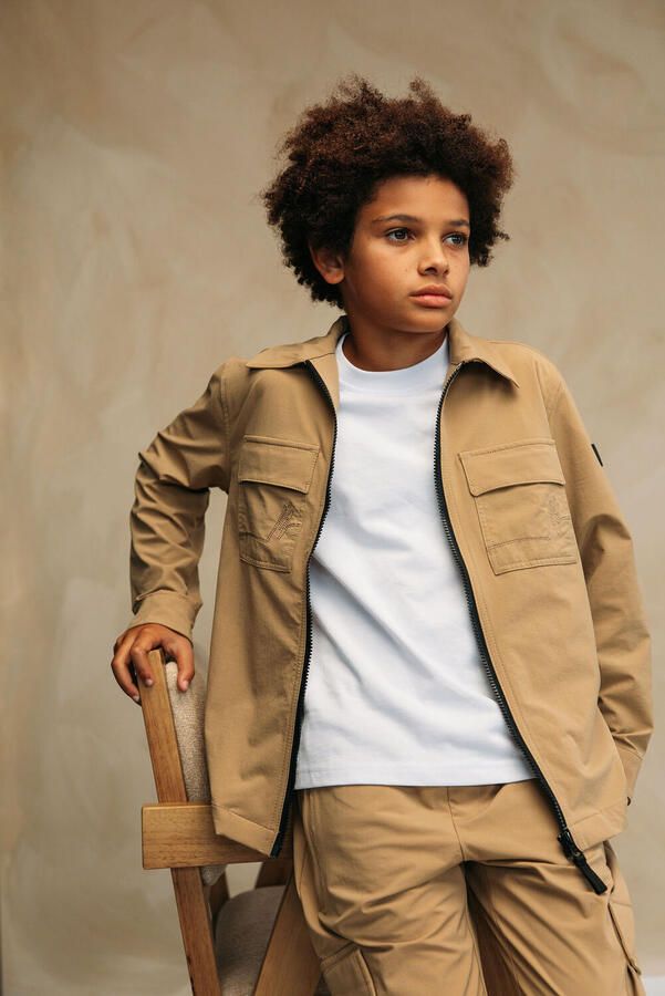 MALELIONS Jongens Overhemden Ripstop Zip Overshirt Zand - Foto 2