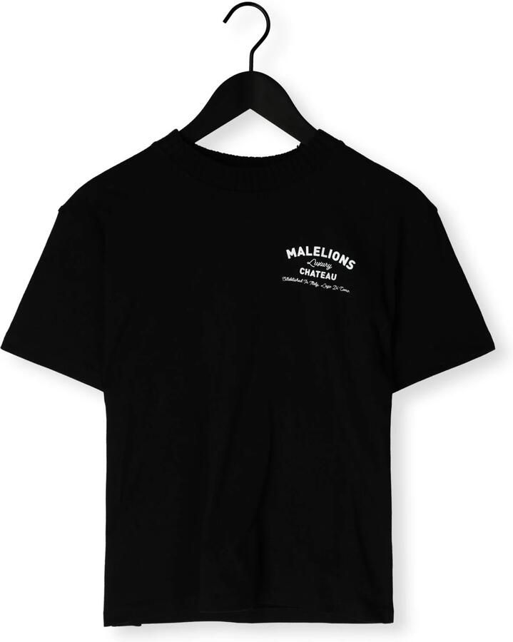 MALELIONS Jongens Polo's & T-shirts Relaxed Knitted Collar T-shirt Zwart
