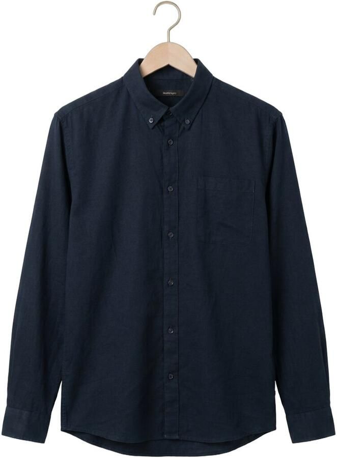 Matinique regular casual overhemd met linnen donkerblauw - Foto 2