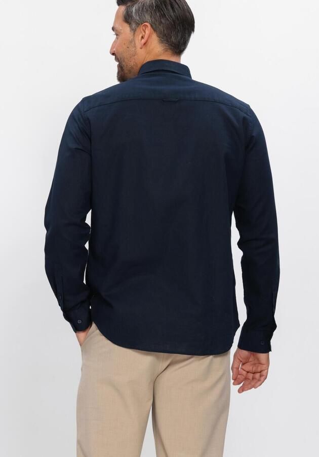 Matinique regular casual overhemd met linnen donkerblauw - Foto 3