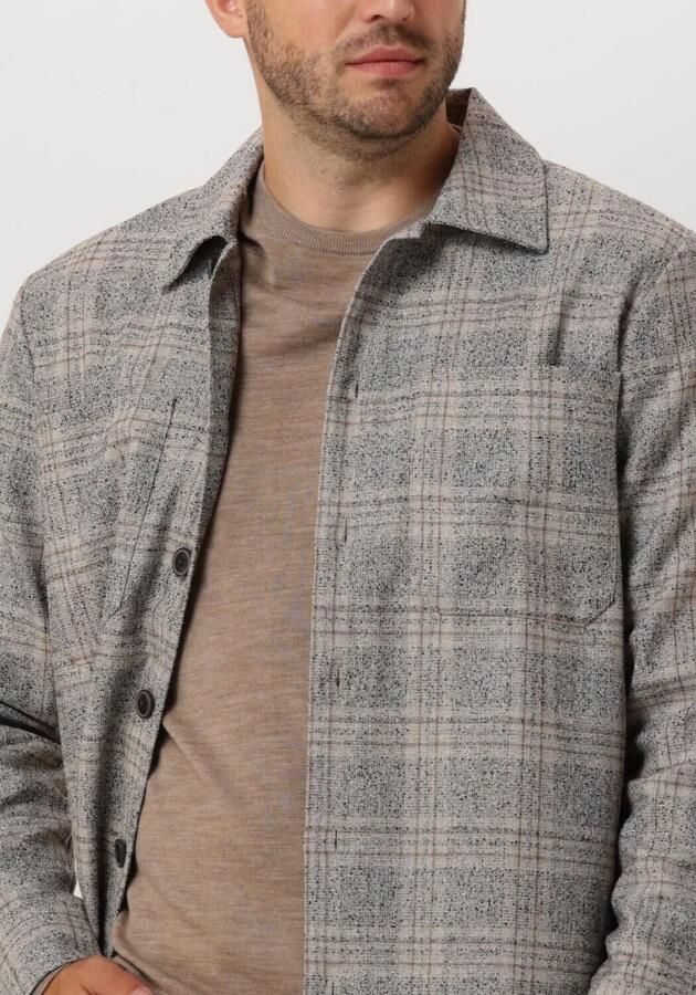 Matinique geruit overshirt MAdamo P met wol taupe - Foto 2