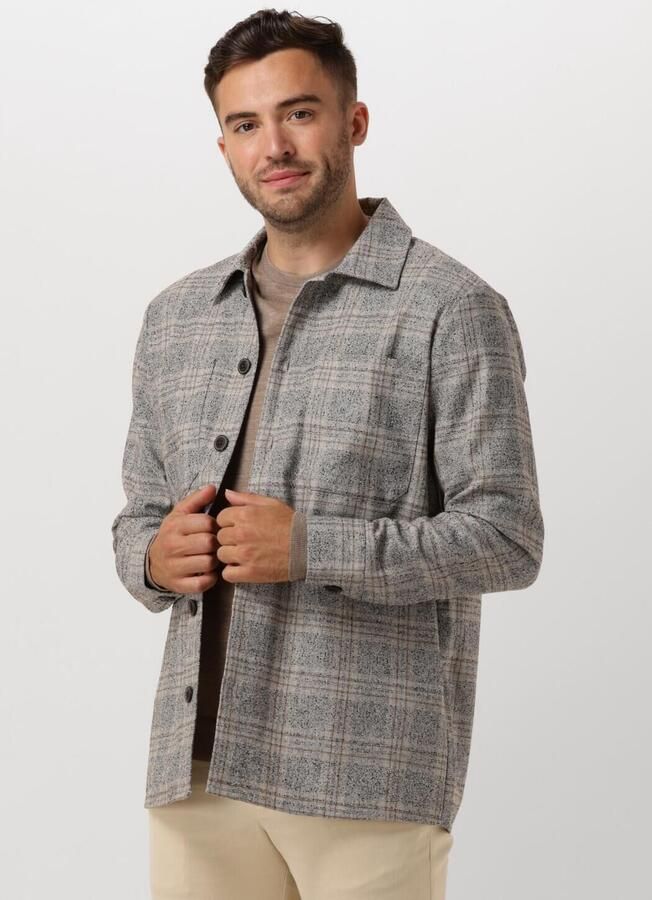 Matinique geruit overshirt MAdamo P met wol taupe - Foto 4