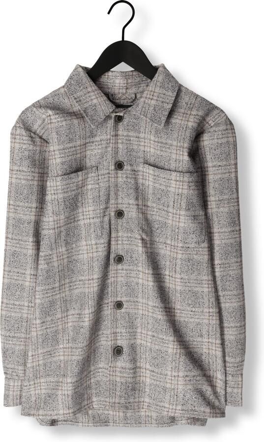 Matinique geruit overshirt MAdamo P met wol taupe - Foto 3